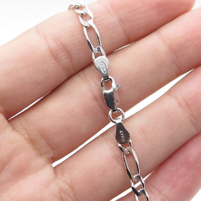 925 Sterling Silver Italy Figaro Chain Necklace 16"