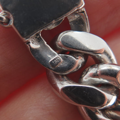 925 Sterling Silver Italy Diamond-Cut Cuban Link Heavy 79.4g Bracelet 8.5"