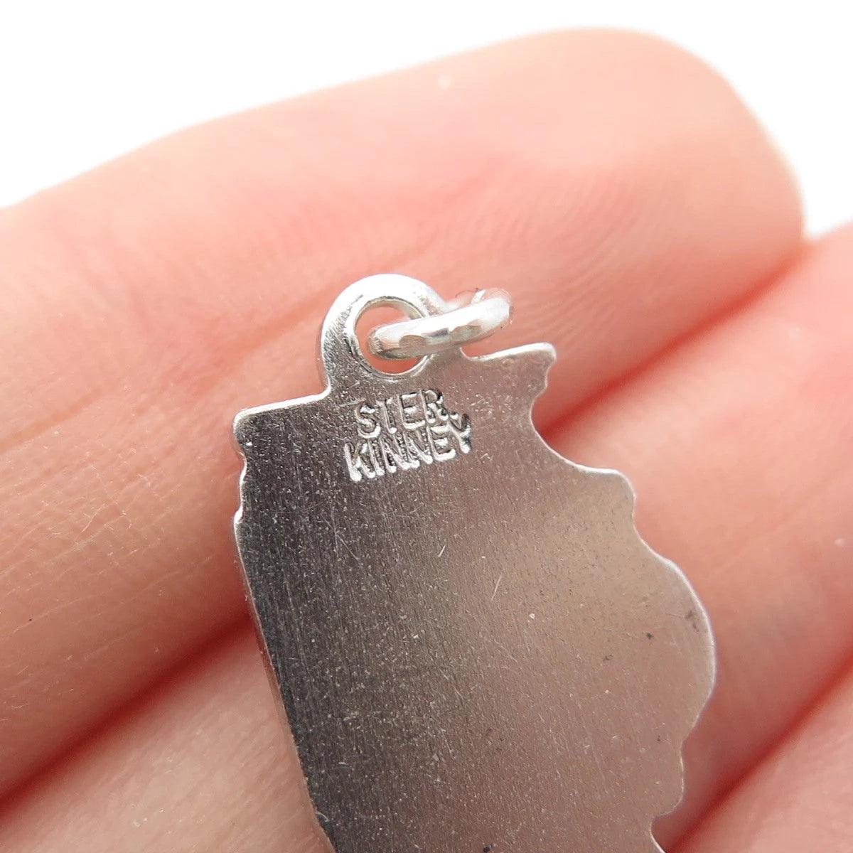 925 Sterling Silver Vintage Kinney "Illinois" State Map Charm Pendant
