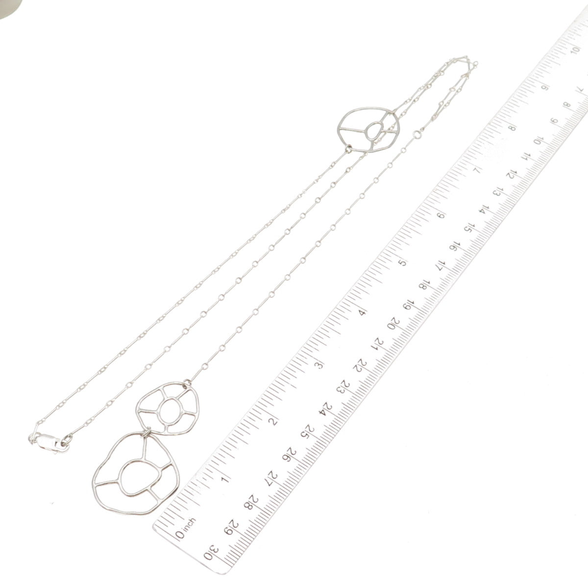 925 Sterling Silver Vintage Modernist Belly Bar Chain Necklace 20"