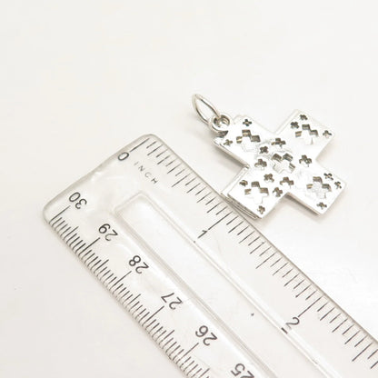 925 Sterling Silver Vintage Double Cross Pendant