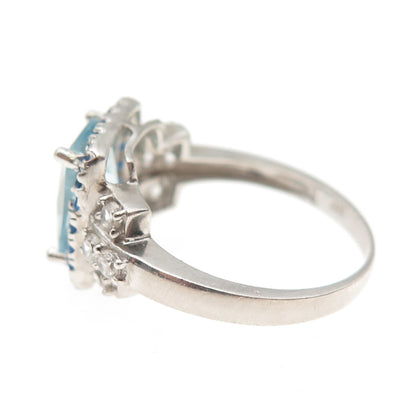 Chuck Clemency 925 Sterling Silver Blue & White C Z Ring Size 7