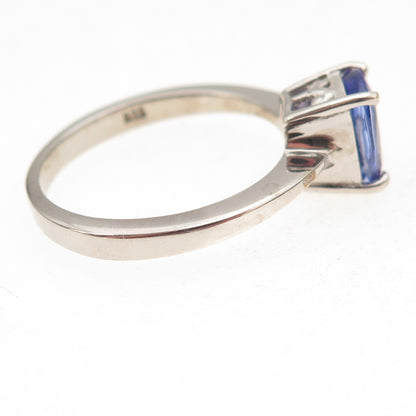 D'Joy 925 Sterling Silver Real Cushion-Cut Tanzanite Ring Size 8