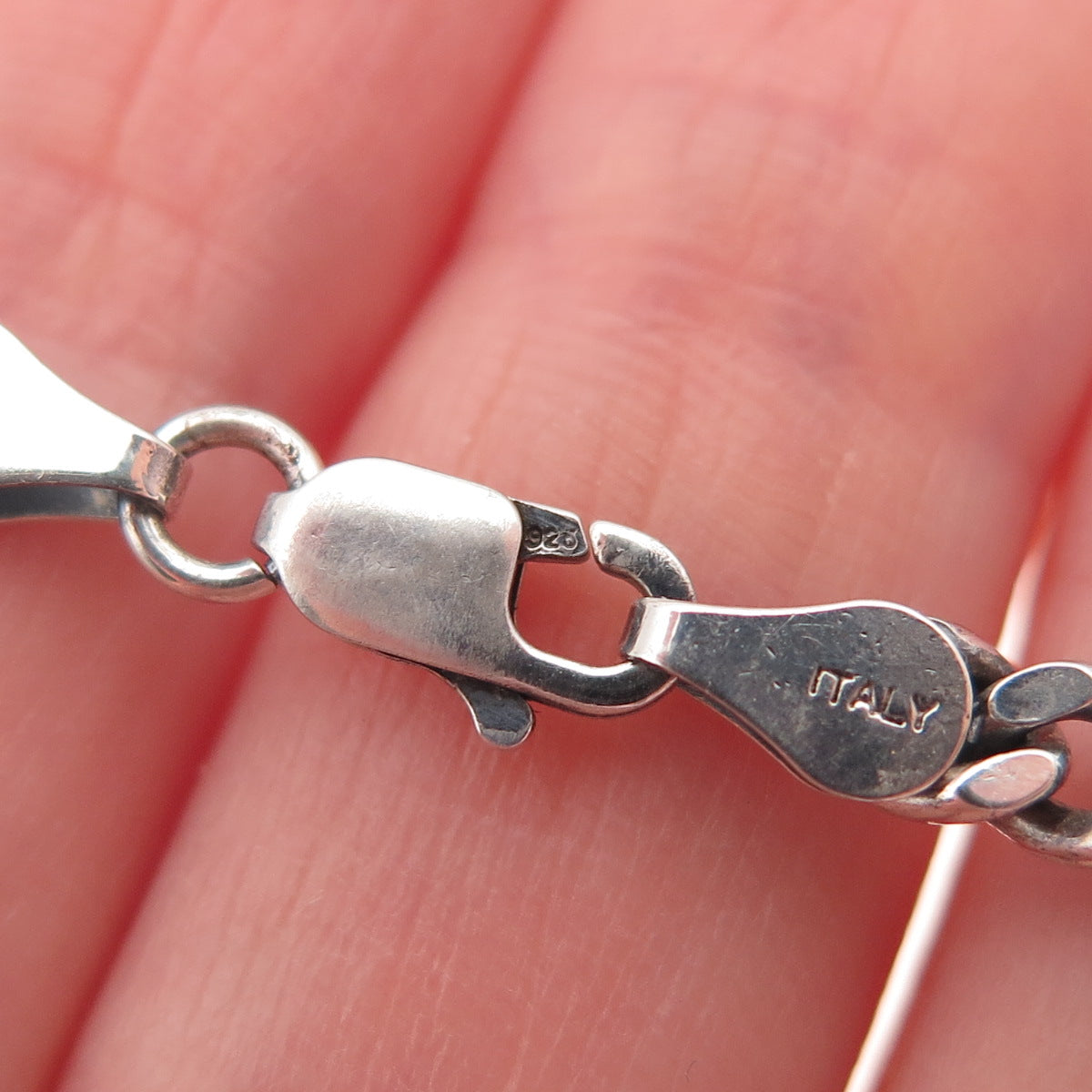 925 Sterling Silver Vintage Italy Figaro Chain Oxidized Necklace 24"