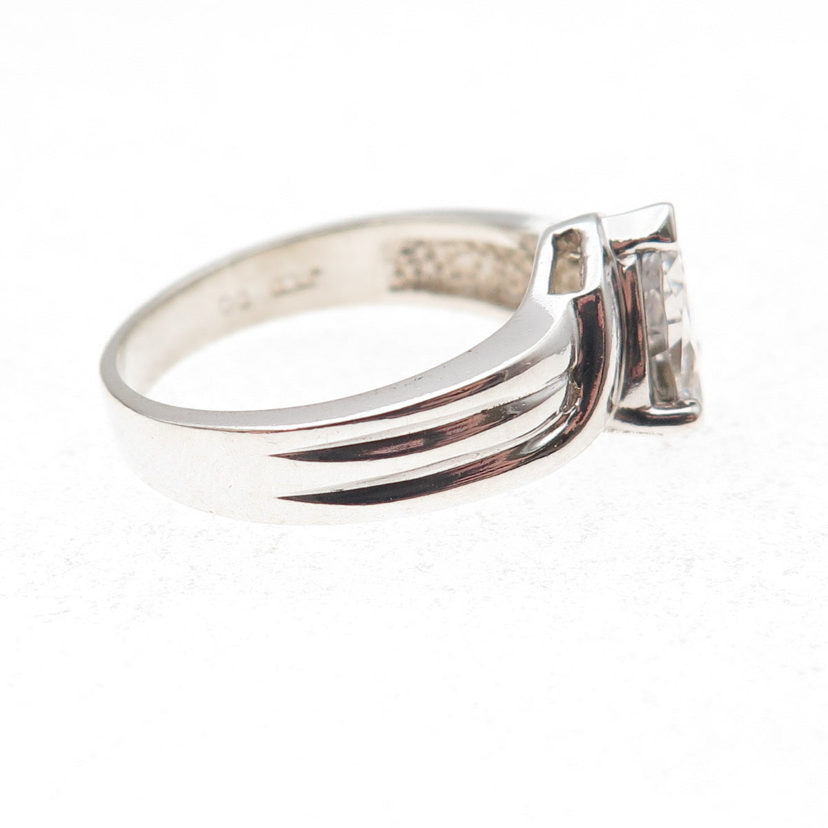 Joseph Demarco 925 Sterling Silver Pear-Cut C Z Ring Size 6.75