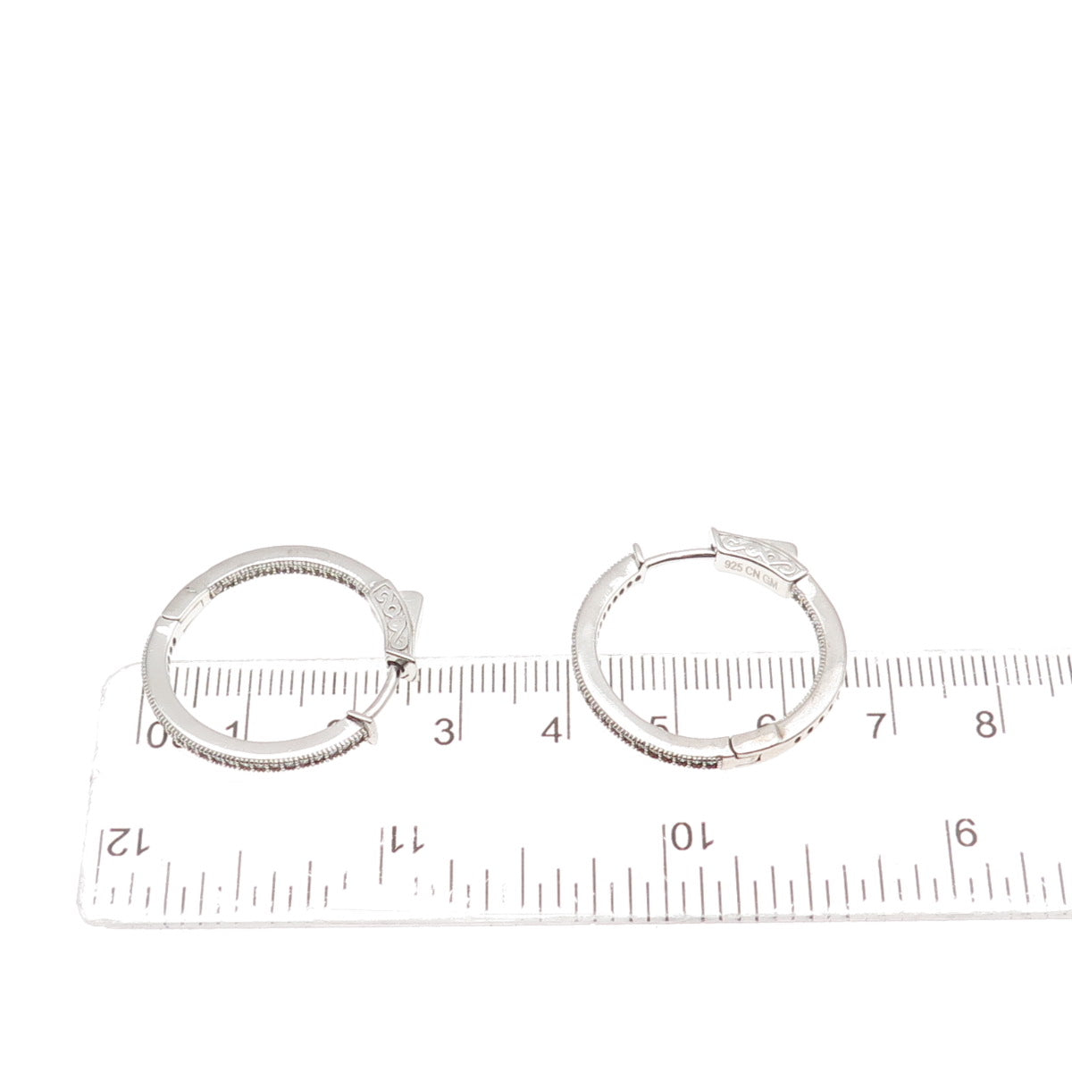 925 Sterling Silver Round-Cut C Z In & Out Hoop Earrings