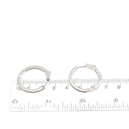 925 Sterling Silver Round-Cut C Z In & Out Hoop Earrings