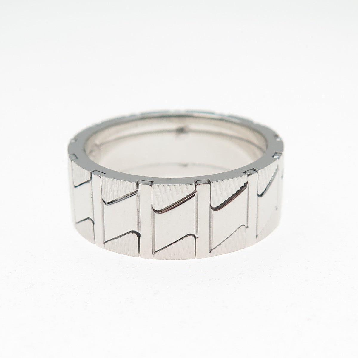 NEOS 925 Sterling Silver Textured Zig Zag Band Ring Size 8.75