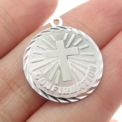 925 Sterling Silver Vintage "Confirmation" Cross Religious Pendant