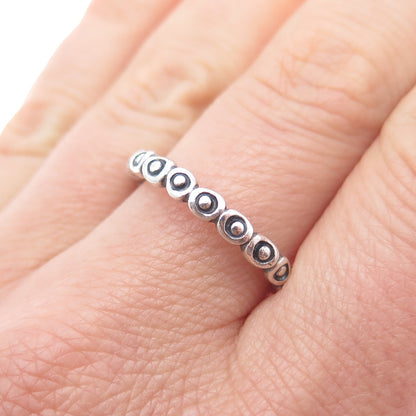 PANDORA 925 Sterling Silver Circle & Dot Stackable Celebration Band Ring Size 8