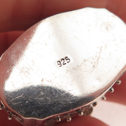 925 Sterling Silver Vintage Floral Oxidized Pill / Snuff Box Pendant