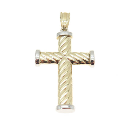 14K Yellow Gold Twisted Cross Religious Charm Pendant