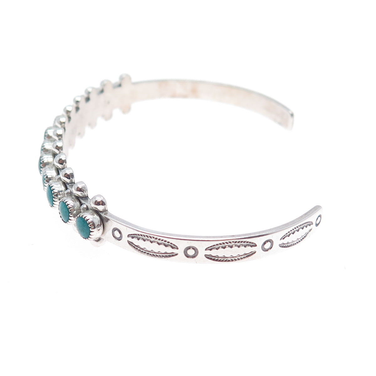 Old Pawn Sterling Vintage Kingman Turquoise Snake Eye Adjustable Bracelet 6.75"