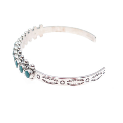 Old Pawn Sterling Vintage Kingman Turquoise Snake Eye Adjustable Bracelet 6.75"