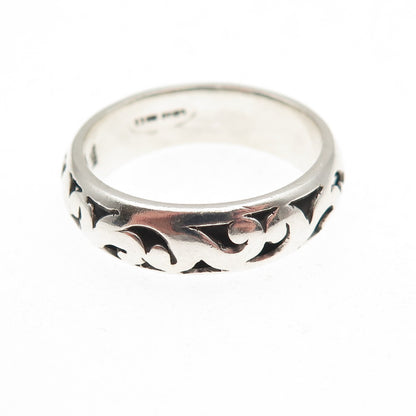Lois Hill Sterling Silver Vintage Signature Scroll Oxidized Band Ring Size 9.25