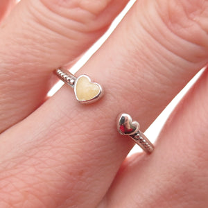 Pandora 925 Sterling Silver Real MOP Heart of Love Adjustable Ring Size 8.75
