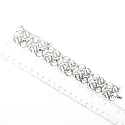 925 Sterling Silver Antique Art Deco Real Marcasite Ornate Bracelet 7.5"