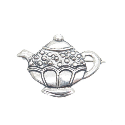 MARY ENGELBREIT 925 Sterling Silver Vintage Teapot Oxidized Pin Brooch