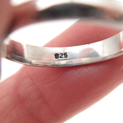 925 Sterling Silver Vintage Enamel Mushroom Oxidized Ring Size 9