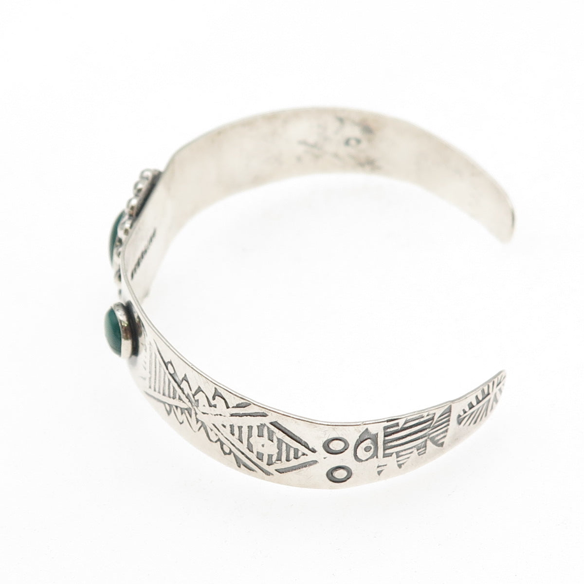 Old Pawn 925 Sterling Silver Vintage Kingman Turquoise Adjustable Bracelet 6.25"