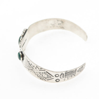 Old Pawn 925 Sterling Silver Vintage Kingman Turquoise Adjustable Bracelet 6.25"