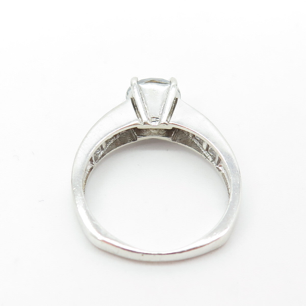 925 Sterling Silver Round & Princess-Cut C Z Engagement Ring Size 8.75