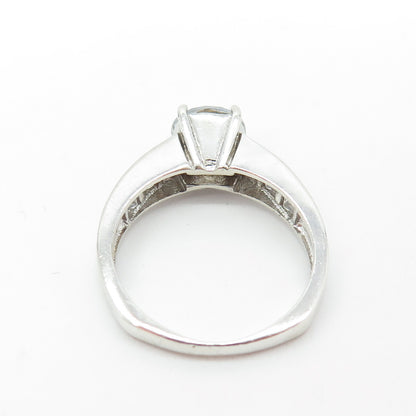 925 Sterling Silver Round & Princess-Cut C Z Engagement Ring Size 8.75