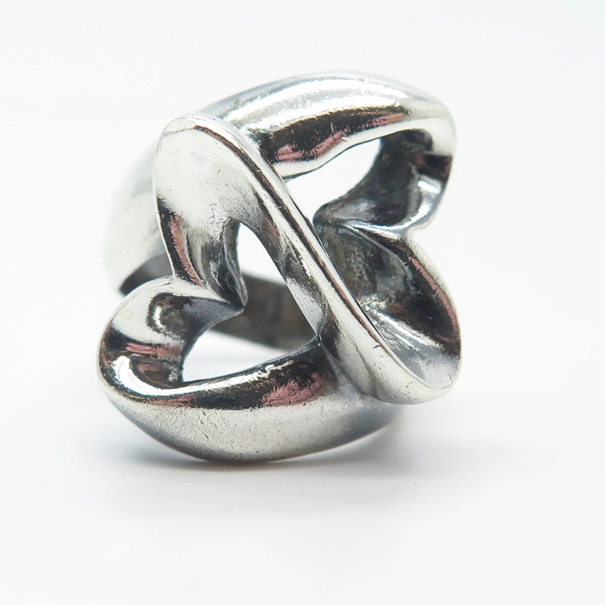 925 Sterling Silver Vintage Mexico Double Heart Ring Size 6.25