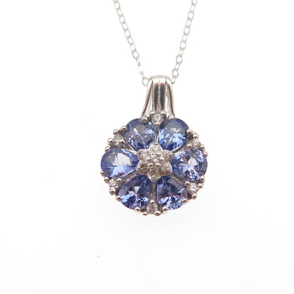 Chuck Clemency 925 Sterling Silver Real Tanzanite White Topaz Chain Necklace 20"