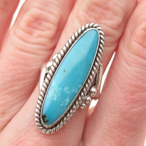 Pacific Jewelry Old Pawn 925 Sterling Silver Vintage Turquoise Ring Size 5.75