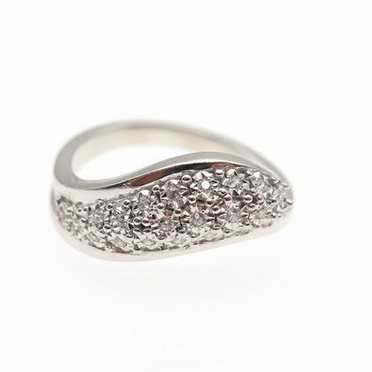 925 Sterling Silver Round-Cut C Z Modernist Overlap Ring Size 7