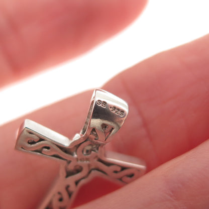 Sherri Baker 925 Sterling Silver 14K Gold Real Diamond Cross Mini Slide Pendant