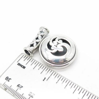 925 Sterling Silver Vintage ATI Floral Modernist Slide Pendant