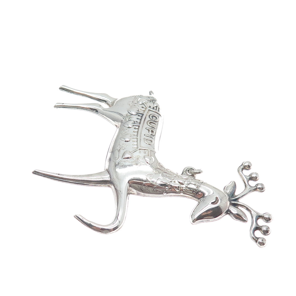 ONEIDA 925 Sterling Silver Vintage 1974 Cupid Deer Pin Brooch / Pendant