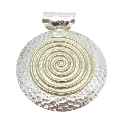 DOMINIQUE DINOUART 925 Sterling Silver 2-Tone Vintage Mexico Spiral Pendant