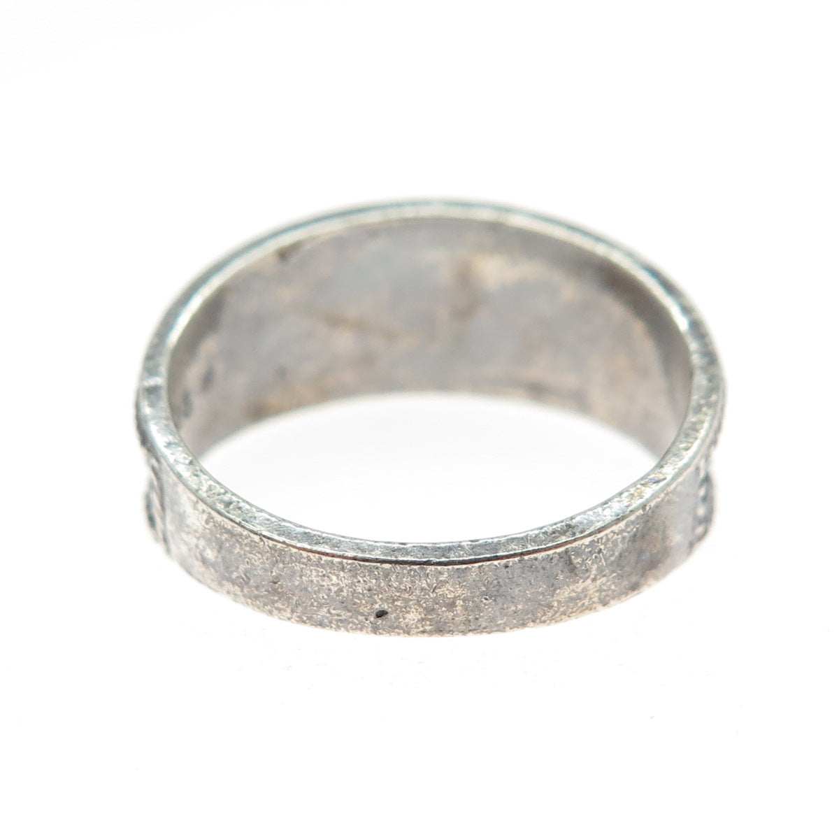 KEN CRAFTS 925 Sterling Silver Vintage Flower Blossom Oxidized Ring Size 9.25