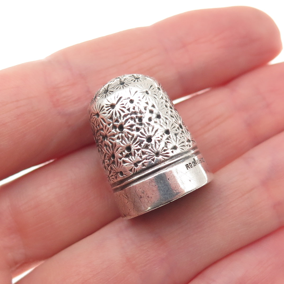 Ketcham & Mcdougall 925 Sterling Silver Antique Art Deco Daisy Sewing Thimble