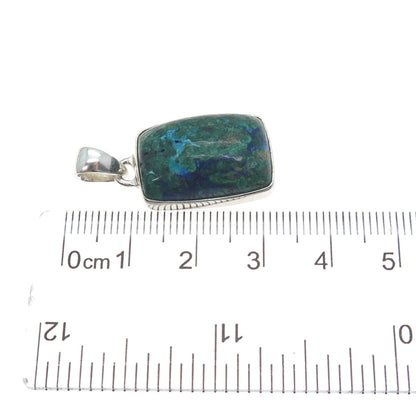 925 Sterling Silver Vintage Real Chrysocolla Charm Pendant