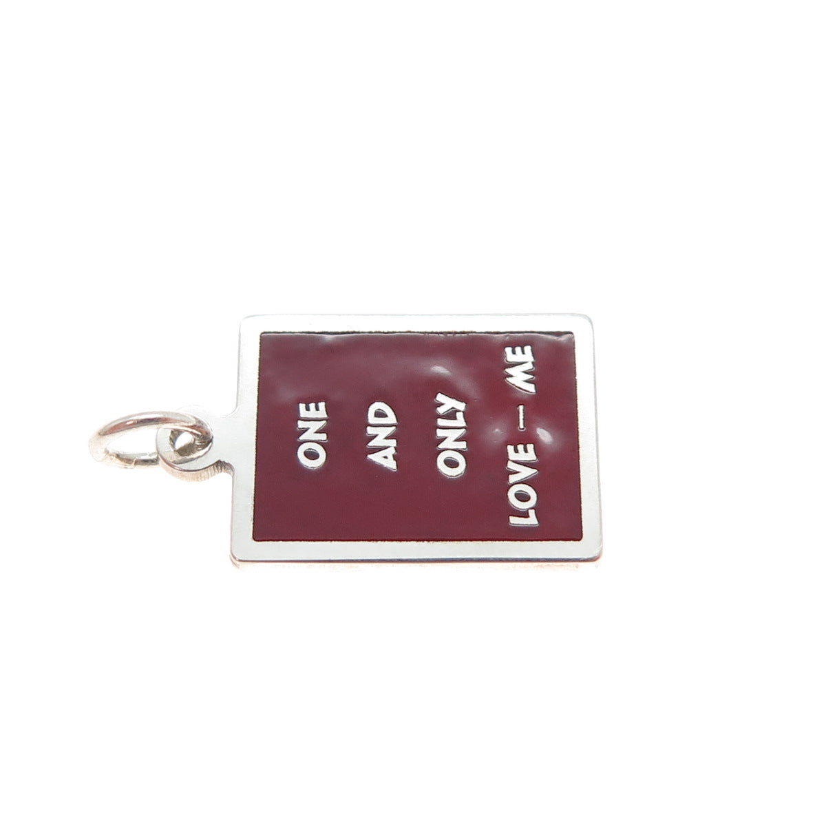 925 Sterling Silver Red Enamel One & Only Love - Me Minimalist Charm Pendant