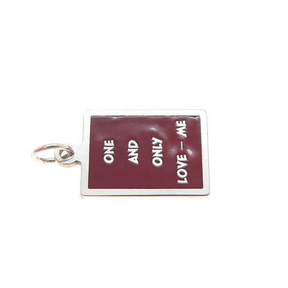 925 Sterling Silver Red Enamel One & Only Love - Me Minimalist Charm Pendant