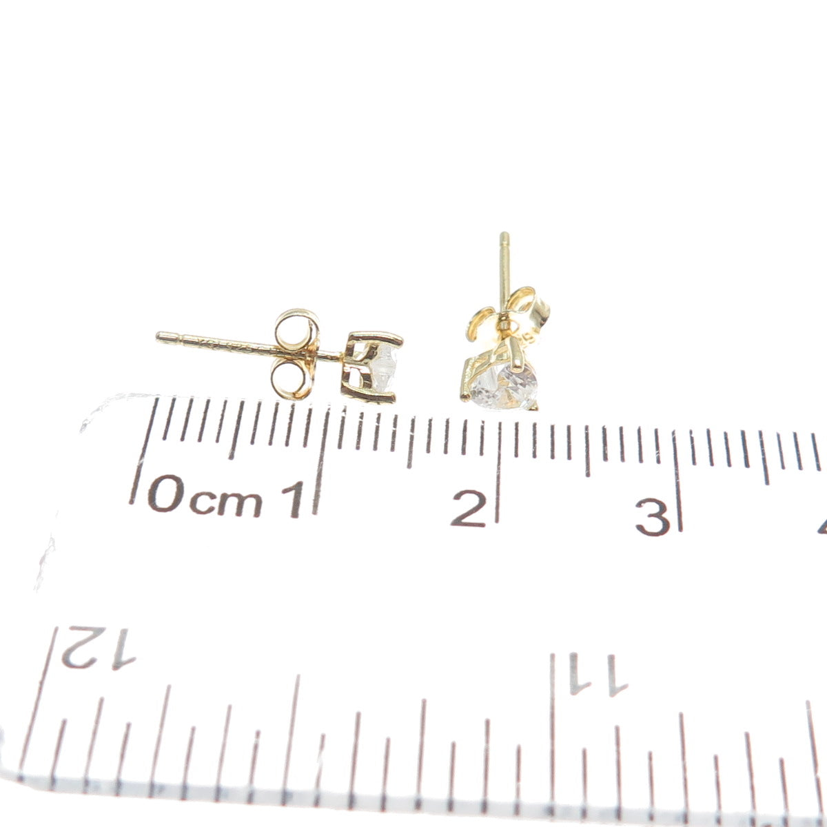 925 Sterling Silver Gold Plated Heart-Cut C Z Stud Earrings