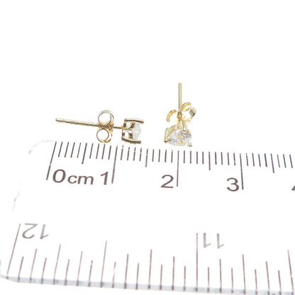 925 Sterling Silver Gold Plated Heart-Cut C Z Stud Earrings