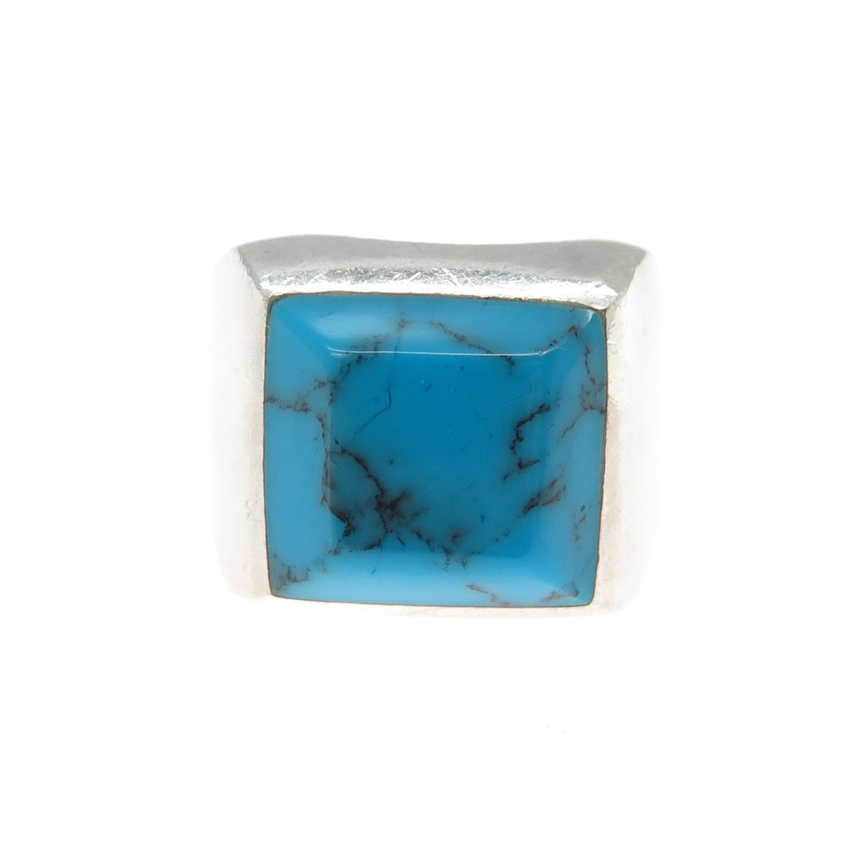 925 Sterling Silver Vintage Southwestern Real Bisbee Turquoise Ring Size 8.25