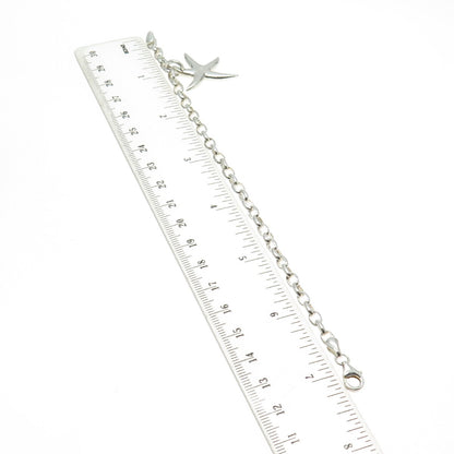 925 Sterling Silver Vintage Starfish Rolo Link Bracelet 6.75"
