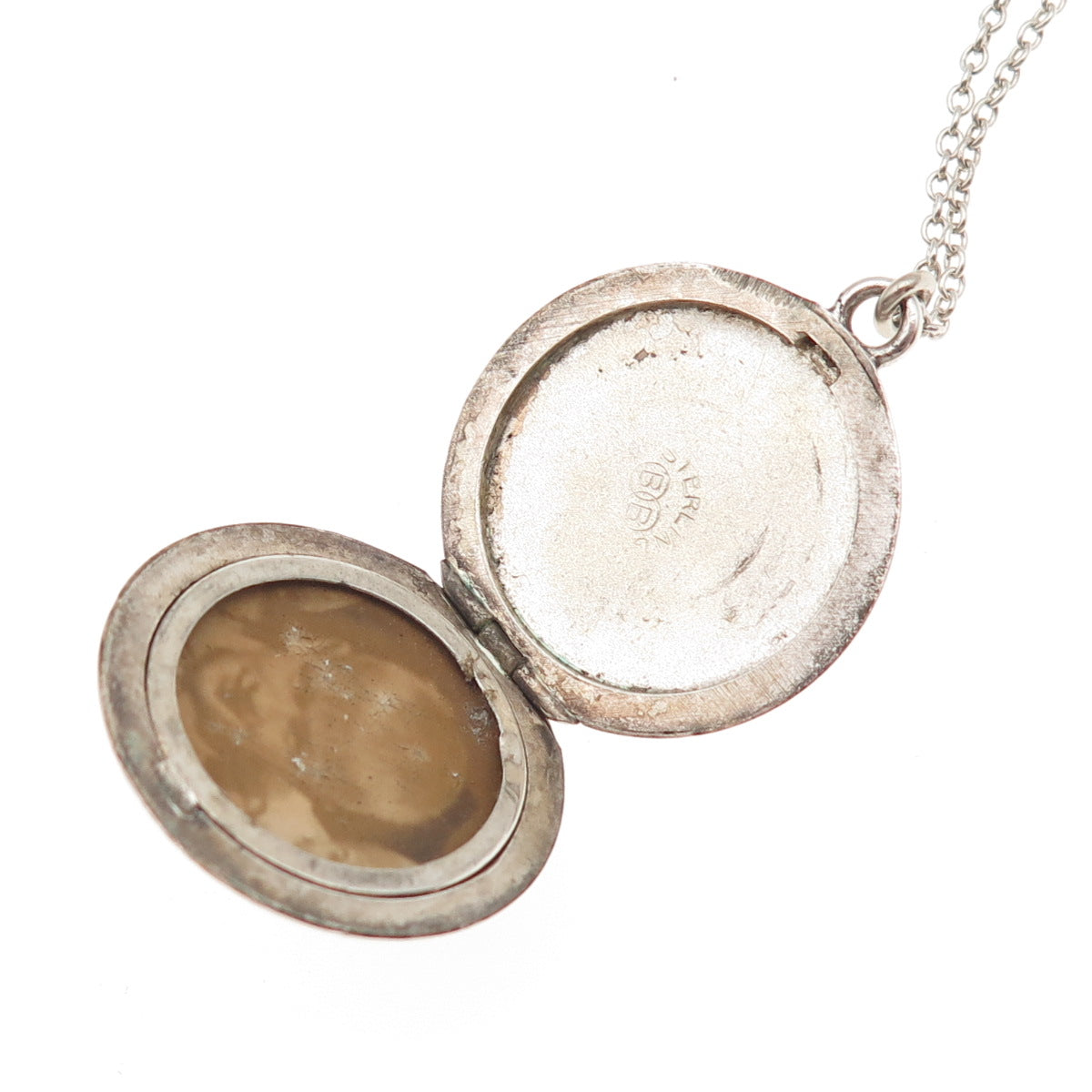 Binder Bros Sterling Silver Antique Art Deco Locket Pendant Chain Necklace 20"