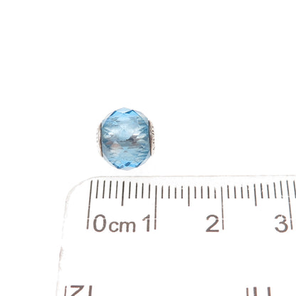 Pandora 925 Sterling Silver Blue Crystal Essence Friendship Slide Bead Charm