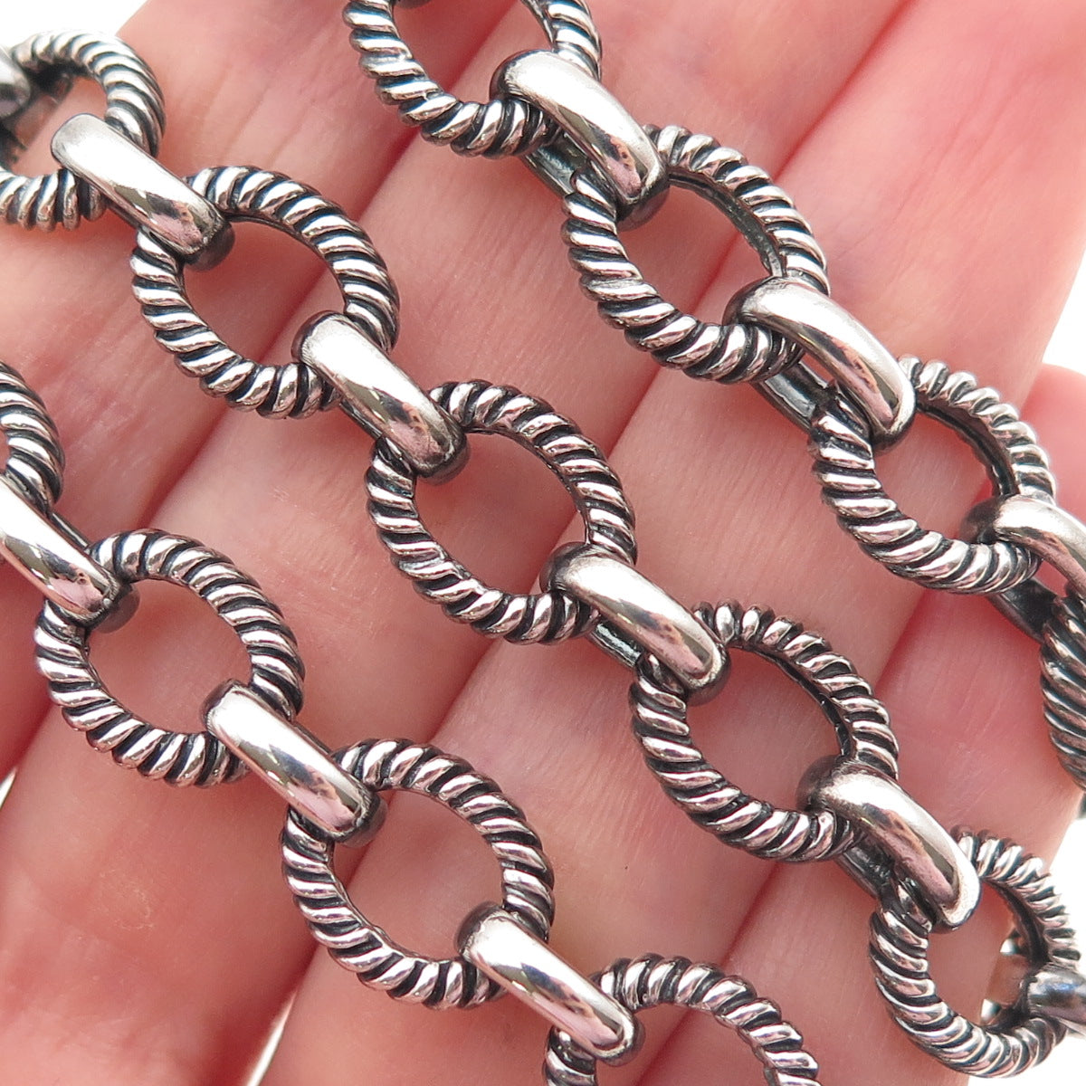 MICHELLE ALBALA 925 Sterling Silver Vintage Oxidized Cable Chain Necklace 18"