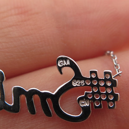 925 Sterling Silver Round-Cut C Z #Smile Cable Chain Necklace 16-18"