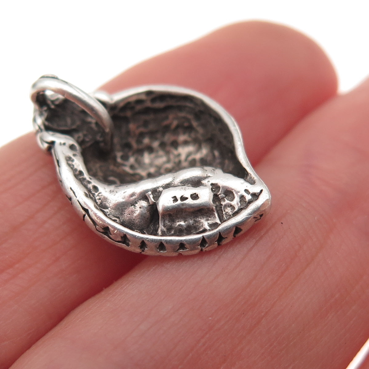 925 Sterling Silver Vintage Seashell Oxidized 3D Slide Charm Pendant