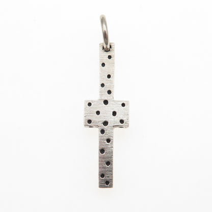 925 Sterling Silver Vintage Dotted Cross Charm Pendant